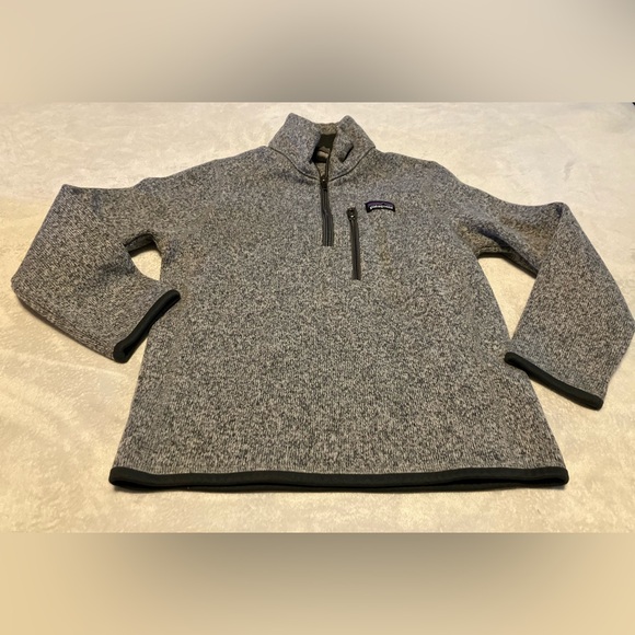 Patagonia Kids Heathered Gray Quarter Zip-Up Sweater
